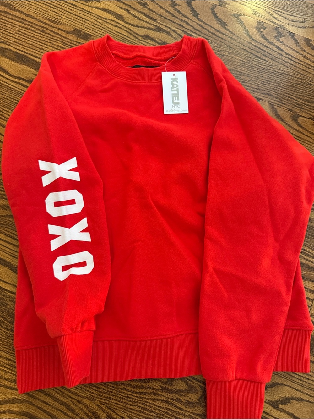Katie J NYC Red Kids Sweatshirt with XOXO Sleeve